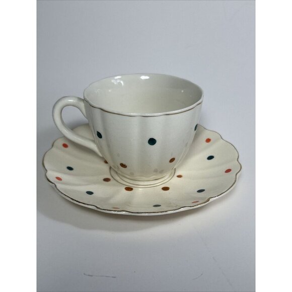 Retro Polka Dot Delicate Japan Tea Cup And Saucer VNTG - Picture 1 of 9